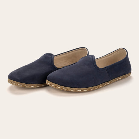 Men's Navy Nubuck Barefoots - Atlantis Handmade Shoes - 