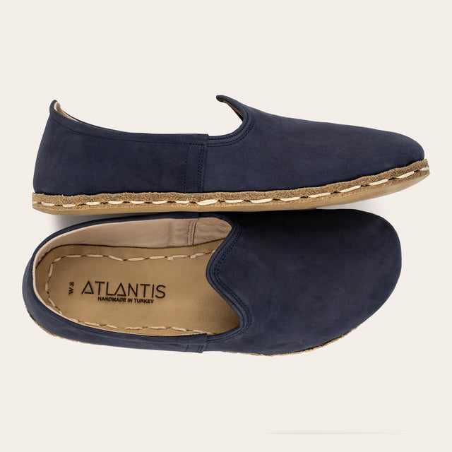 Women's Navy Nubuck Barefoots - Atlantis Handmade Shoes -