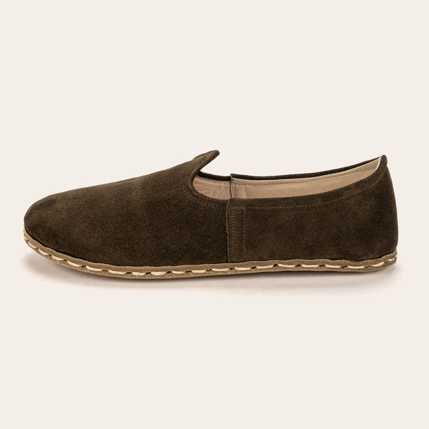 Men's Khaki Green Suede Barefoots - Atlantis Handmade Shoes - 