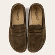 Men's Khaki Green Suede Penny Loafers - Atlantis Handmade Shoes - 