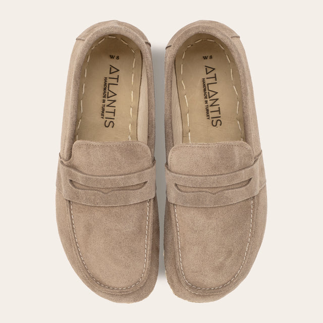 Women's Sand Penny Loafers - Atlantis Handmade Shoes - 