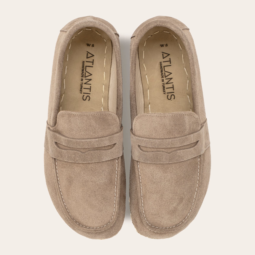 Women's Sand Penny Loafers - Atlantis Handmade Shoes - 