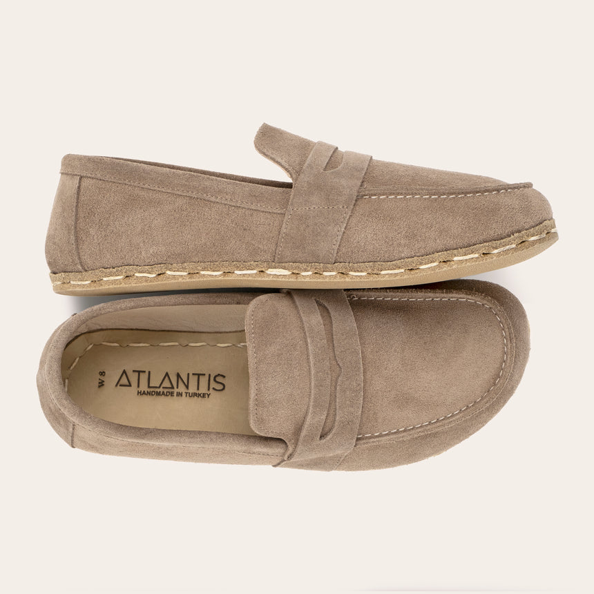 Women's Sand Penny Loafers - Atlantis Handmade Shoes - 