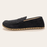 Women's Black Nubuck Penny Loafers - Atlantis Handmade Shoes -