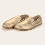 Women's Gold Penny Loafers - Atlantis Handmade Shoes -