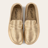 Women's Gold Penny Loafers - Atlantis Handmade Shoes -