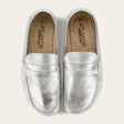 Women's Silver Penny Loafers - Atlantis Handmade Shoes - 