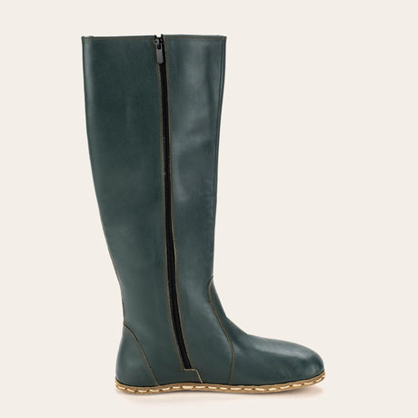 Women's Bottle Green Barefoot Knee High Boots - Atlantis Handmade Shoes - 