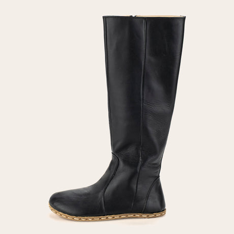 Women's Black Barefoot Knee High Boots - Atlantis Handmade Shoes - 