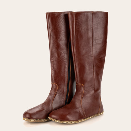 Women's Peru Brown Barefoot Knee High Boots - Atlantis Handmade Shoes - 