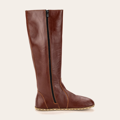 Women's Peru Brown Barefoot Knee High Boots - Atlantis Handmade Shoes - 