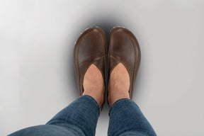 Coffee Brown Barefoot Cross Ballet Flats - Atlantis Handmade Shoes -