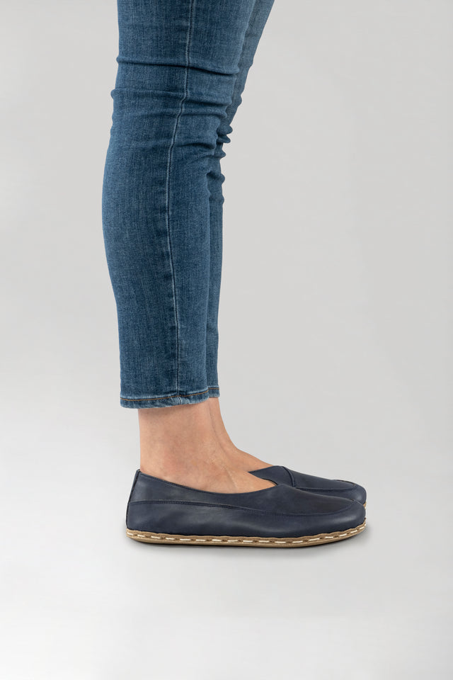 Blue Barefoot Cross Ballet Flats - Atlantis Handmade Shoes -