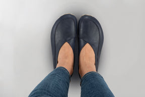 Blue Barefoot Cross Ballet Flats - Atlantis Handmade Shoes -