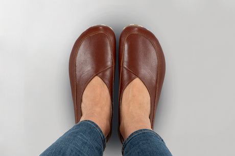 Peru Brown Barefoot Cross Ballet Flats - Atlantis Handmade Shoes - 