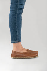 Lion Brown Barefoot Cross Ballet Flats - Atlantis Handmade Shoes -