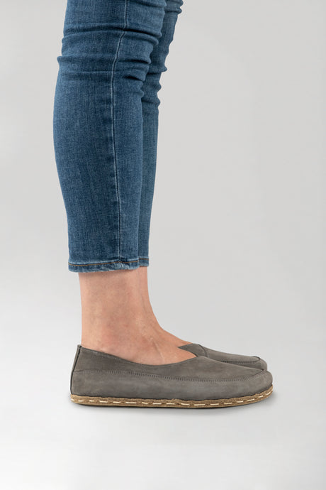 Gray Barefoot Cross Ballet Flats - Atlantis Handmade Shoes - 