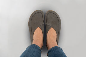Gray Barefoot Cross Ballet Flats - Atlantis Handmade Shoes -