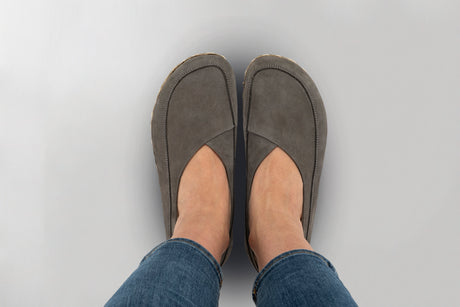 Gray Barefoot Cross Ballet Flats - Atlantis Handmade Shoes - 