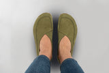 Olive Green Barefoot Cross Ballet Flats - Atlantis Handmade Shoes -
