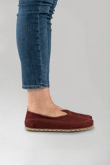 Burgundy Barefoot Cross Ballet Flats - Atlantis Handmade Shoes -