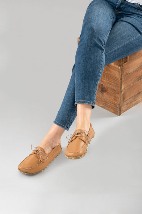 Men's Coconut Brown Dock Shoes - Atlantis Handmade Shoes - 
