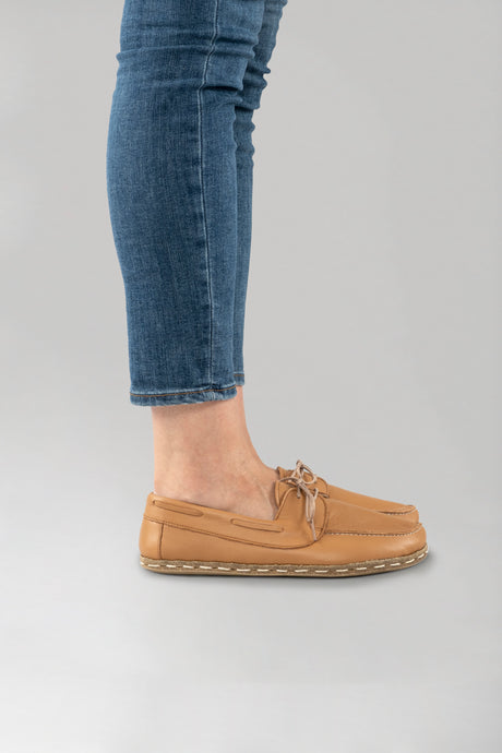 Men's Coconut Brown Dock Shoes - Atlantis Handmade Shoes - 