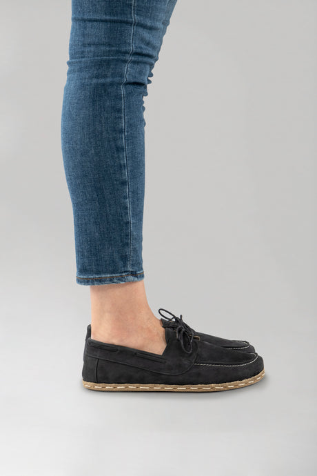 Men's Black Nubuck Dock Shoes - Atlantis Handmade Shoes - 