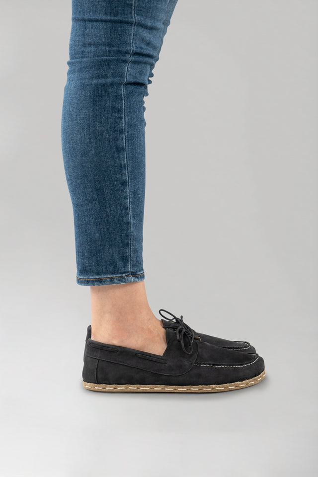Men's Black Nubuck Dock Shoes - Atlantis Handmade Shoes - 