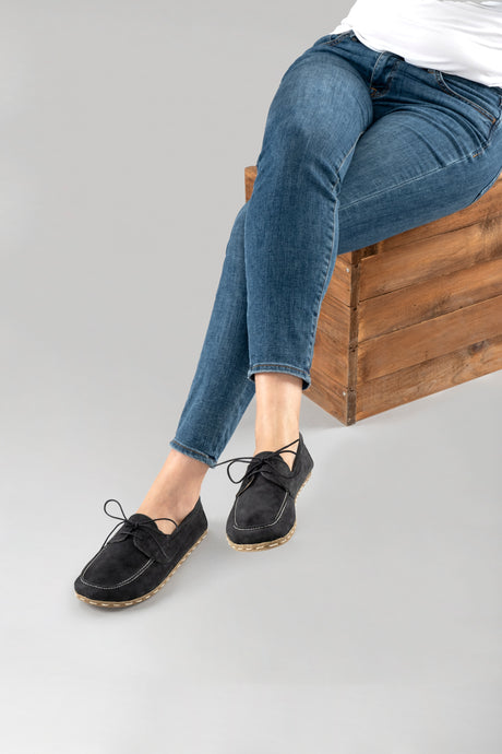 Men's Black Nubuck Dock Shoes - Atlantis Handmade Shoes - 