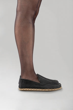 Men's Black Nubuck Moccasins - Atlantis Handmade Shoes -