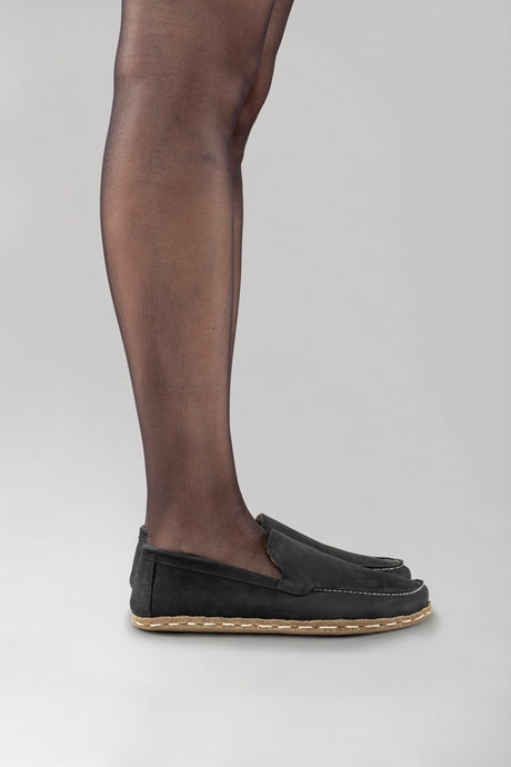 Men's Black Nubuck Moccasins - Atlantis Handmade Shoes - 