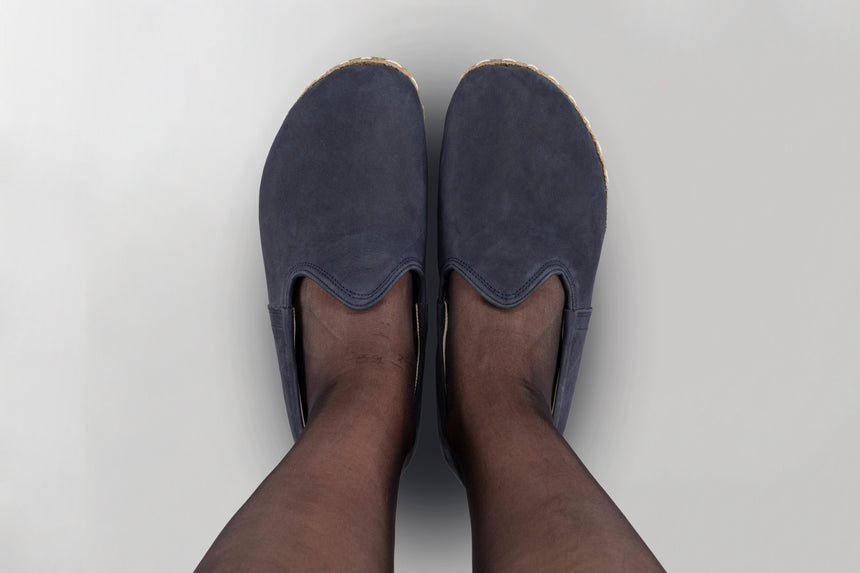 Men's Navy Nubuck Barefoots - Atlantis Handmade Shoes - 