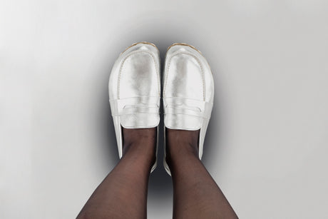 Men's Silver Penny Loafers - Atlantis Handmade Shoes - 