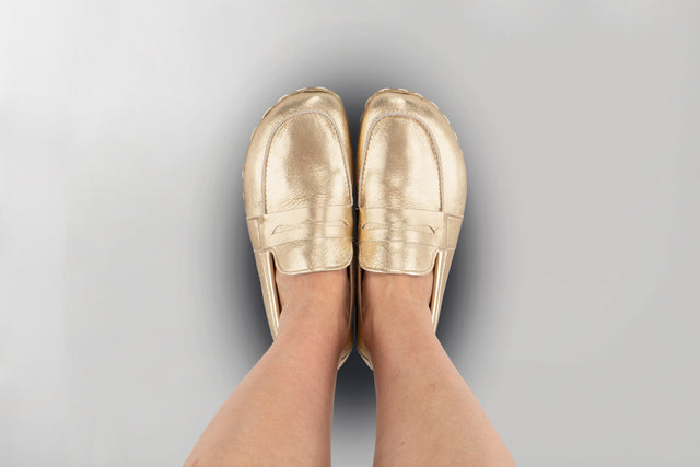 Men's Gold Penny Loafers - Atlantis Handmade Shoes -