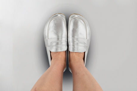 Men's Silver Penny Loafers - Atlantis Handmade Shoes - 