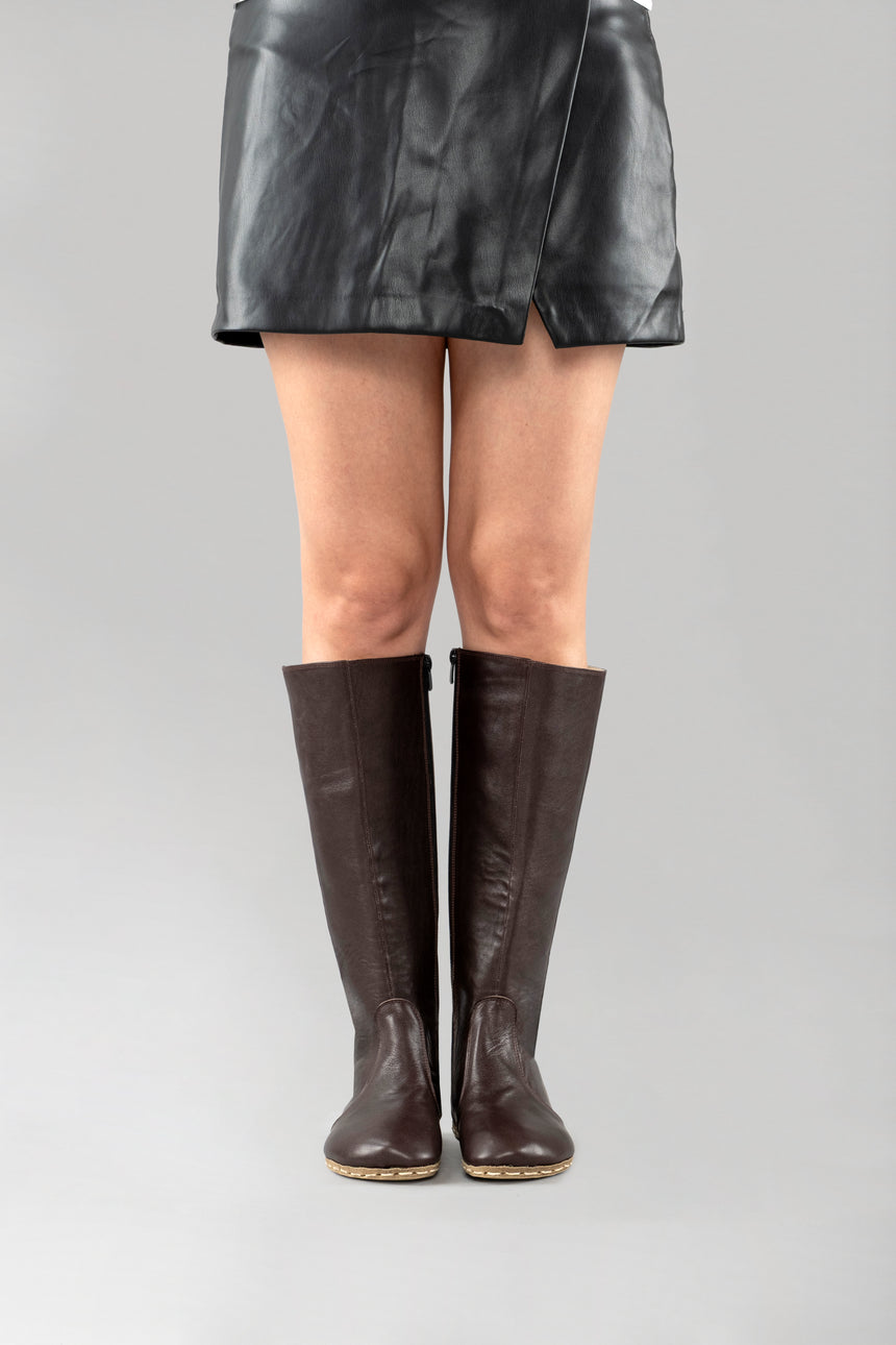 Women's Cafe Noir Barefoot Knee High Boots - Atlantis Handmade Shoes - 