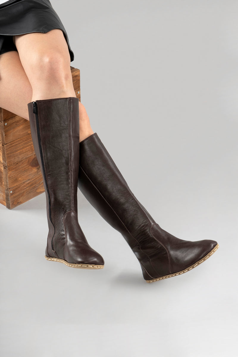 Women's Cafe Noir Barefoot Knee High Boots - Atlantis Handmade Shoes - 