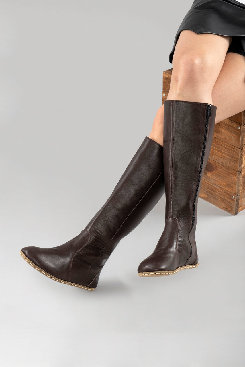 Women's Cafe Noir Barefoot Knee High Boots - Atlantis Handmade Shoes - 