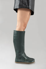 Women's Bottle Green Barefoot Knee High Boots - Atlantis Handmade Shoes -