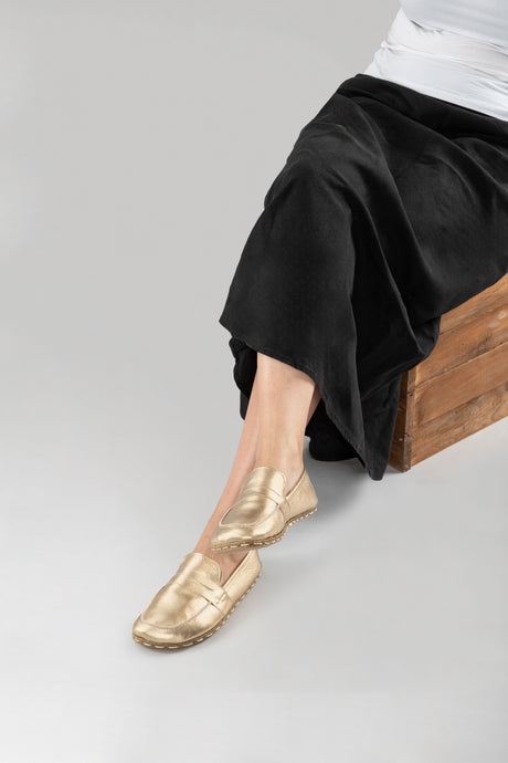 Men's Gold Penny Loafers - Atlantis Handmade Shoes - 