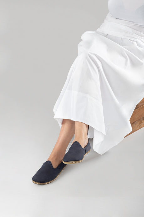 Men's Navy Nubuck Barefoots - Atlantis Handmade Shoes - 