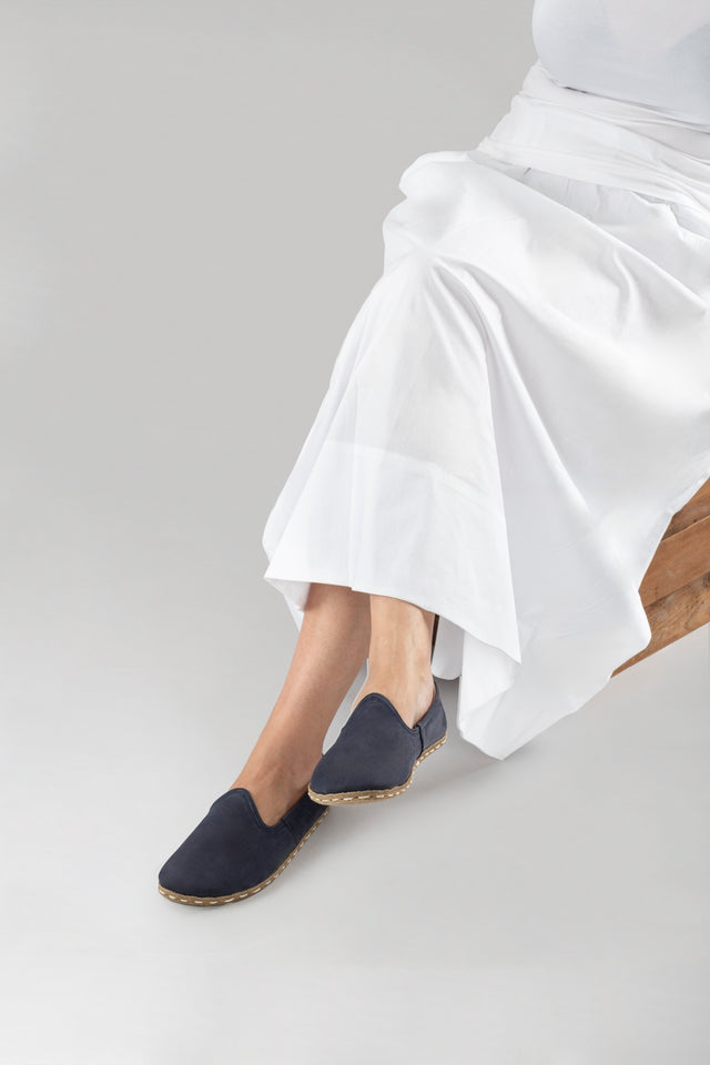 Men's Navy Nubuck Barefoots - Atlantis Handmade Shoes -