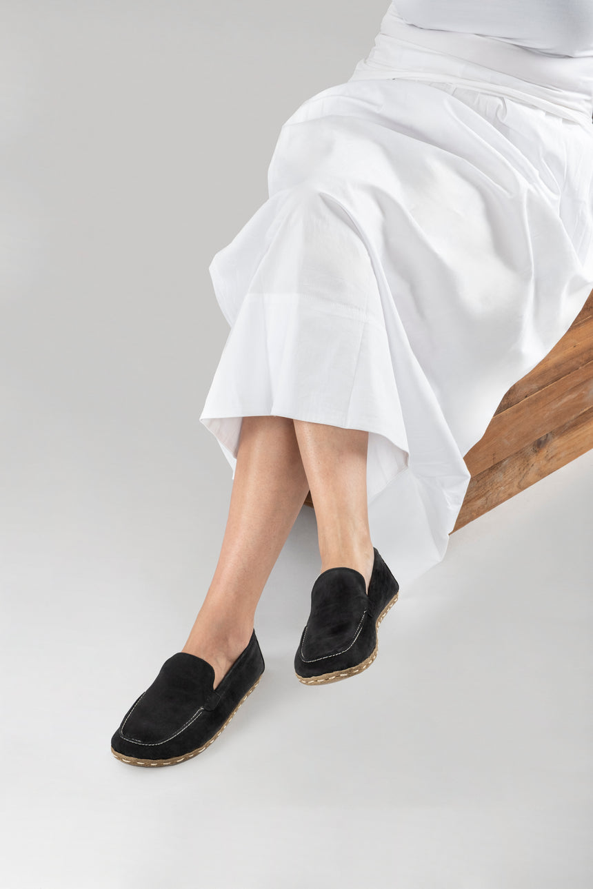Women's Black Nubuck Moccasins