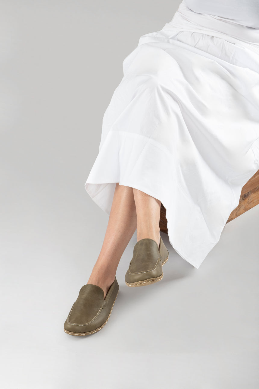 Clearance - Women's Green Moccasins