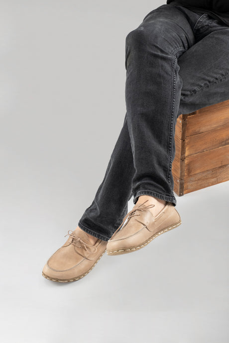 Men's Tan Dock Shoes - Atlantis Handmade Shoes - 