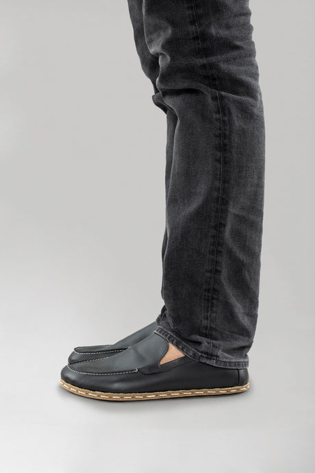 Men's Black Moccasins - Atlantis Handmade Shoes - 