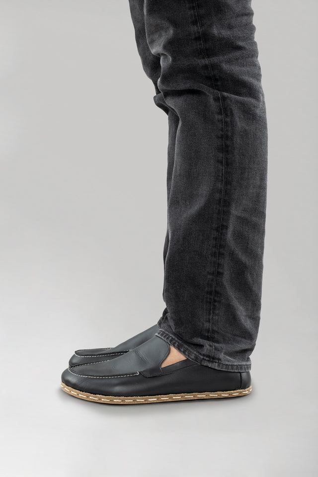 Men's Black Moccasins - Atlantis Handmade Shoes - 
