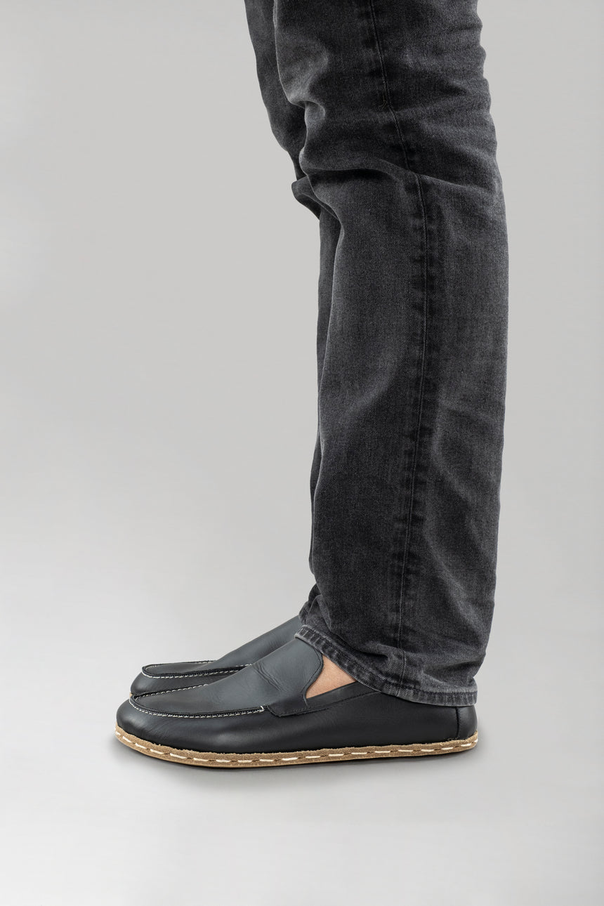 Men's Black Moccasins - Atlantis Handmade Shoes - 