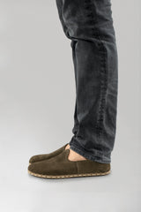Men's Khaki Green Suede Barefoots - Atlantis Handmade Shoes -